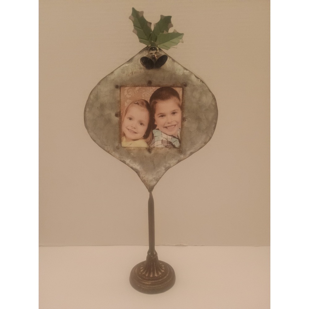 Vintage Metal Picture Frame Stand 16" Tall With 3 1/2 " Square Picture Fit